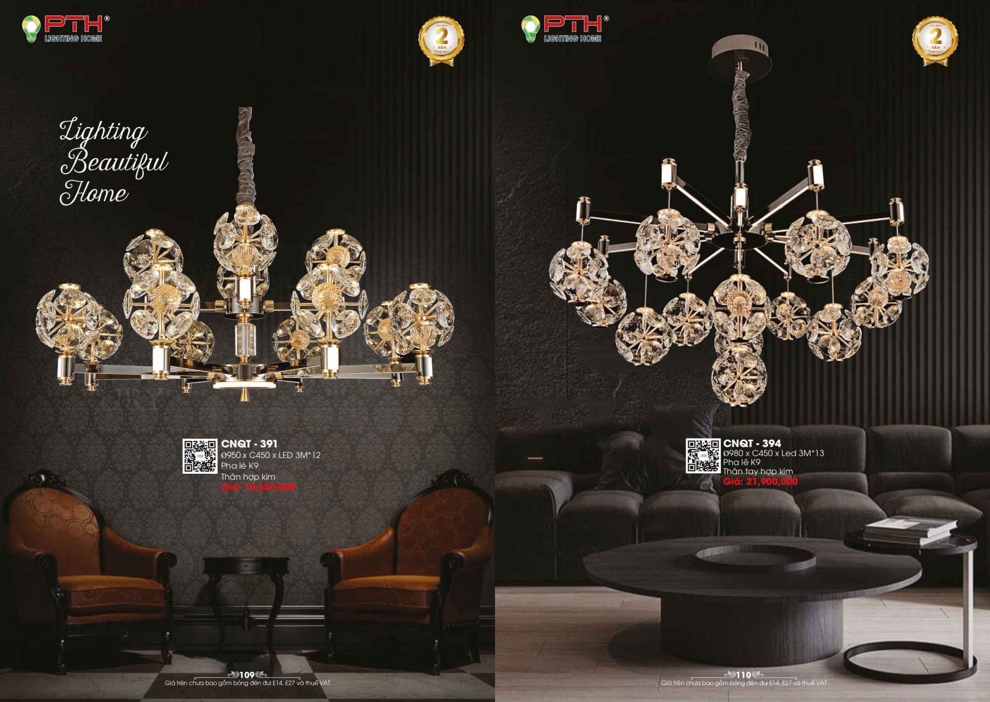 Bảng giá đèn trang trí PTH Lighting Home 2026